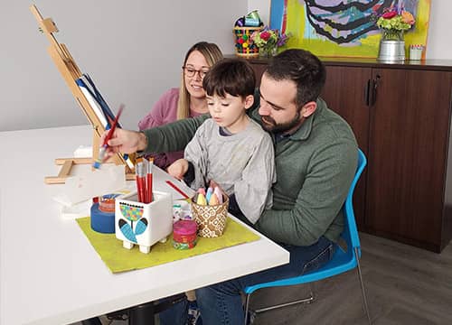 family painting in our workshop